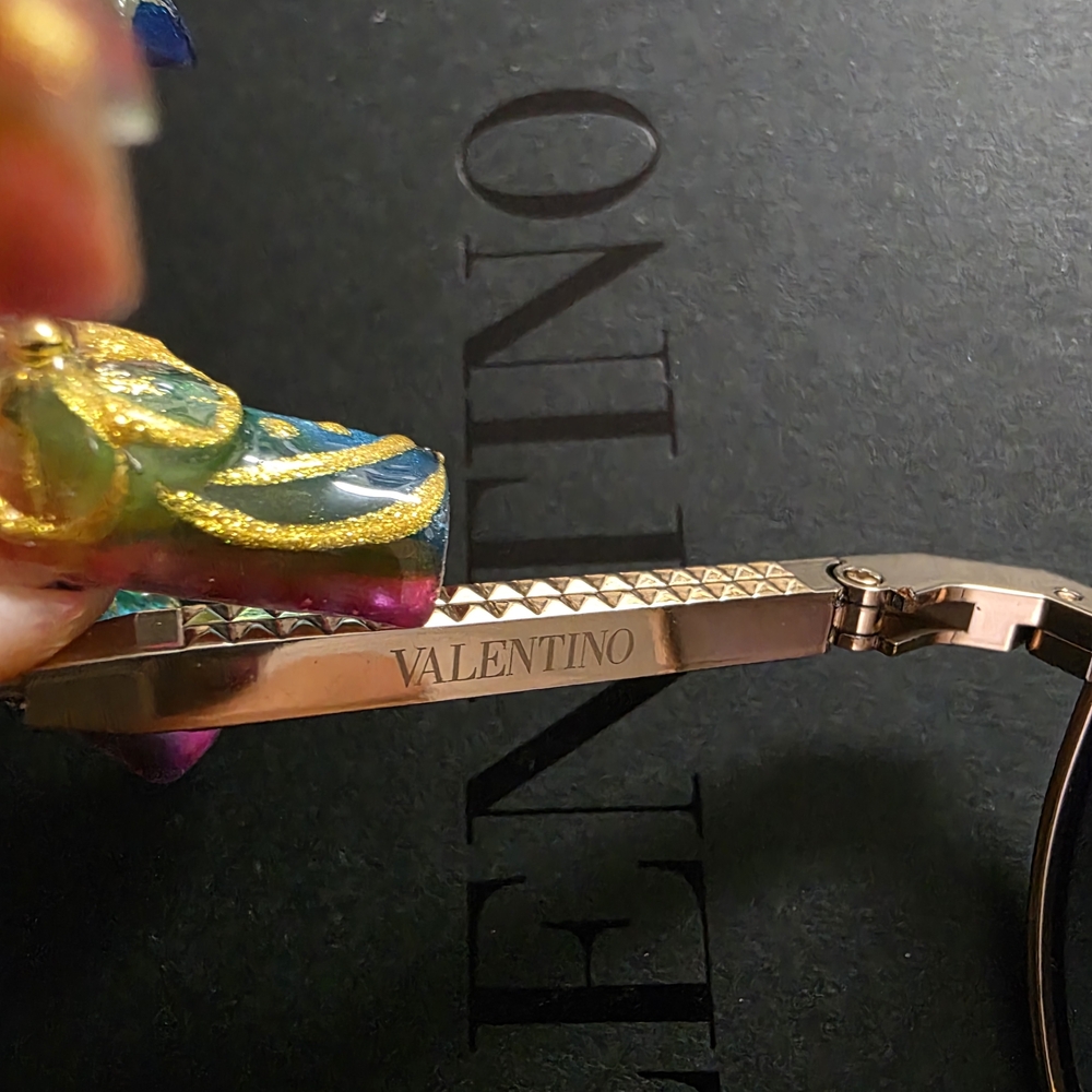 Valentino Black and Gold Aviator Sunglasses - Picture 5 of 16